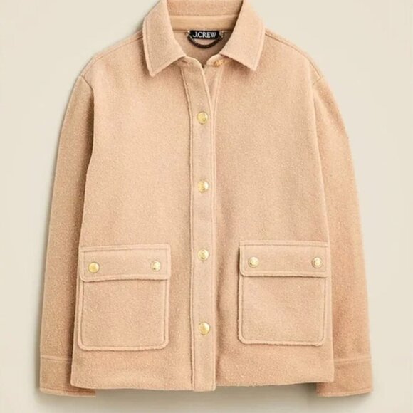 J. Crew | Bouclé Long Sleeve Button Front Shirt Jacket in Sandstone - Size XS - Picture 1 of 10